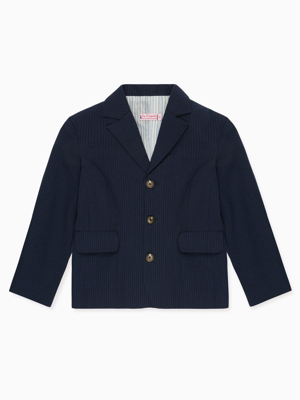 Veste d'enfant en seersucker bleu marine