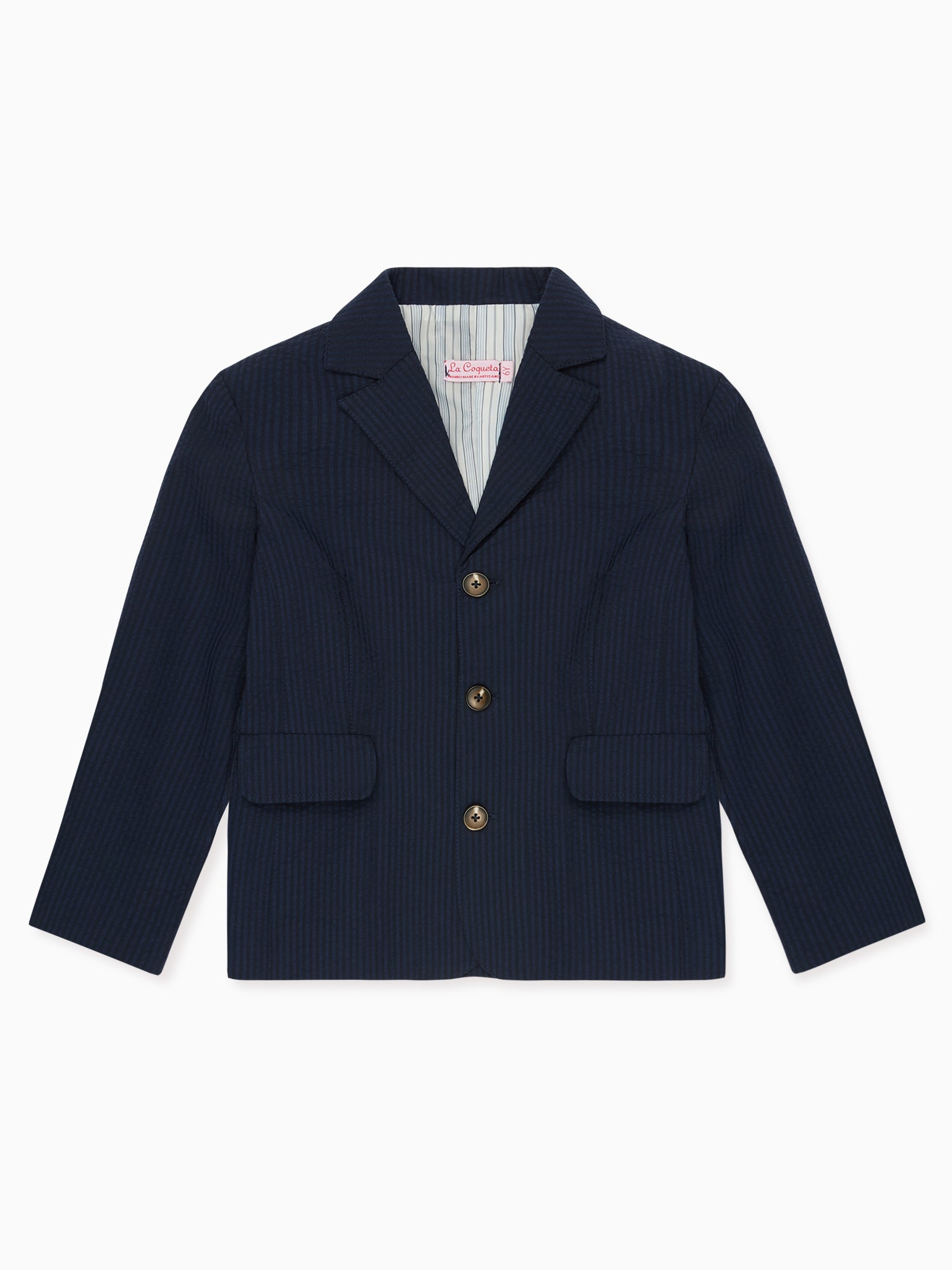 Veste d'enfant en seersucker bleu marine