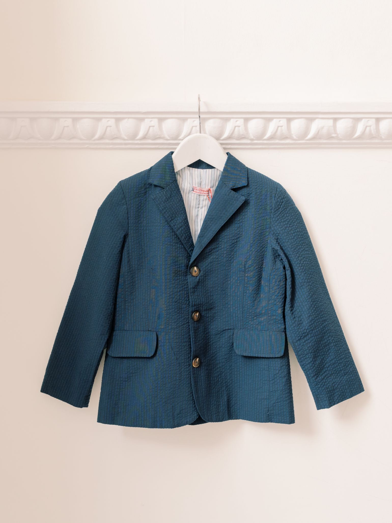 Veste d'enfant en seersucker bleu marine