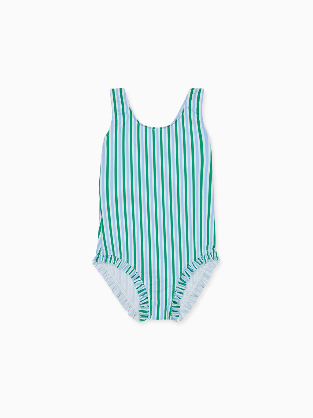 Maillot de bain fille rayé vert