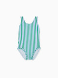 Maillot de bain fille rayé vert