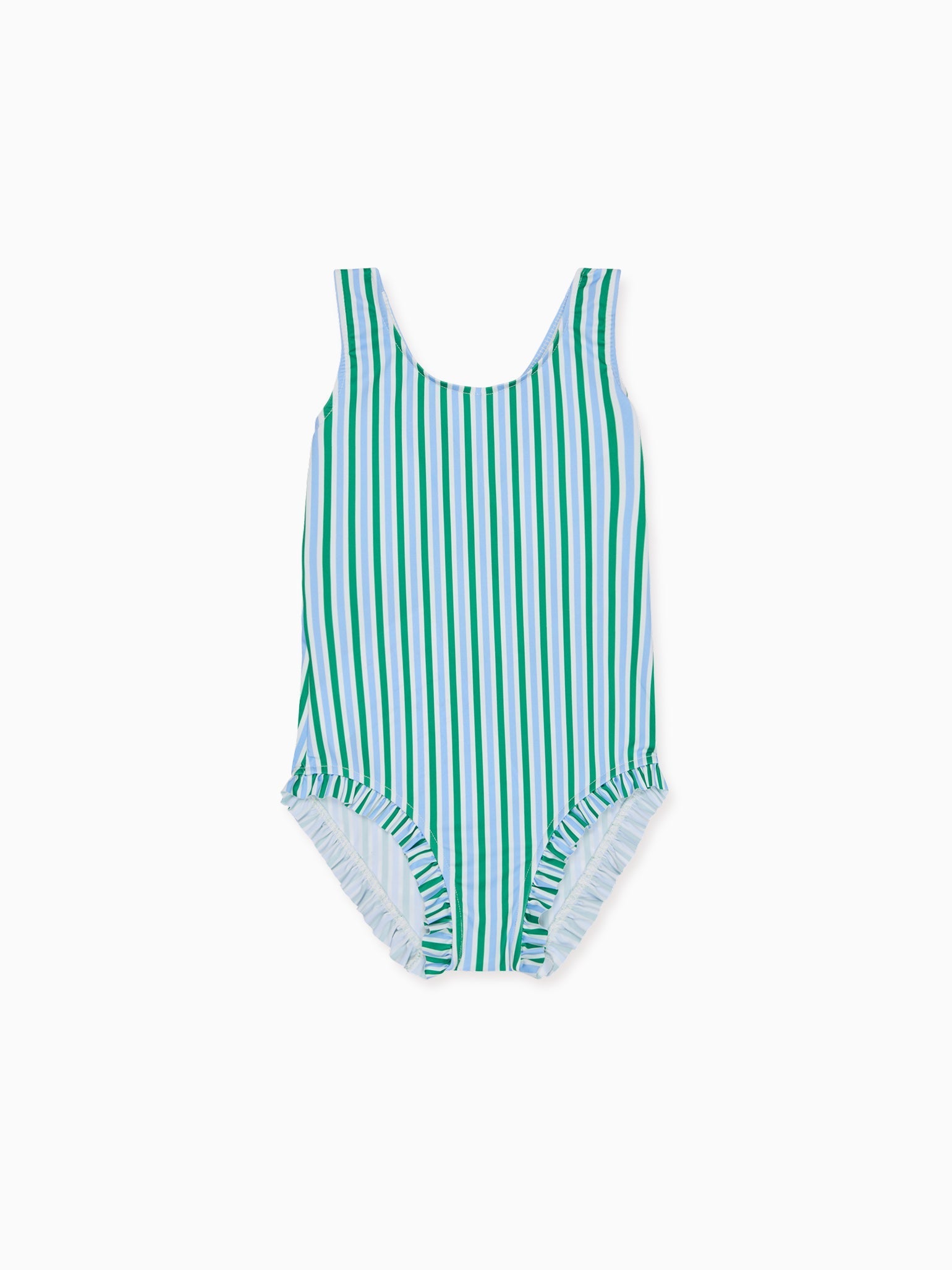 Maillot de bain fille rayé vert