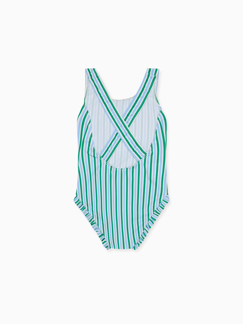 Maillot de bain fille rayé vert