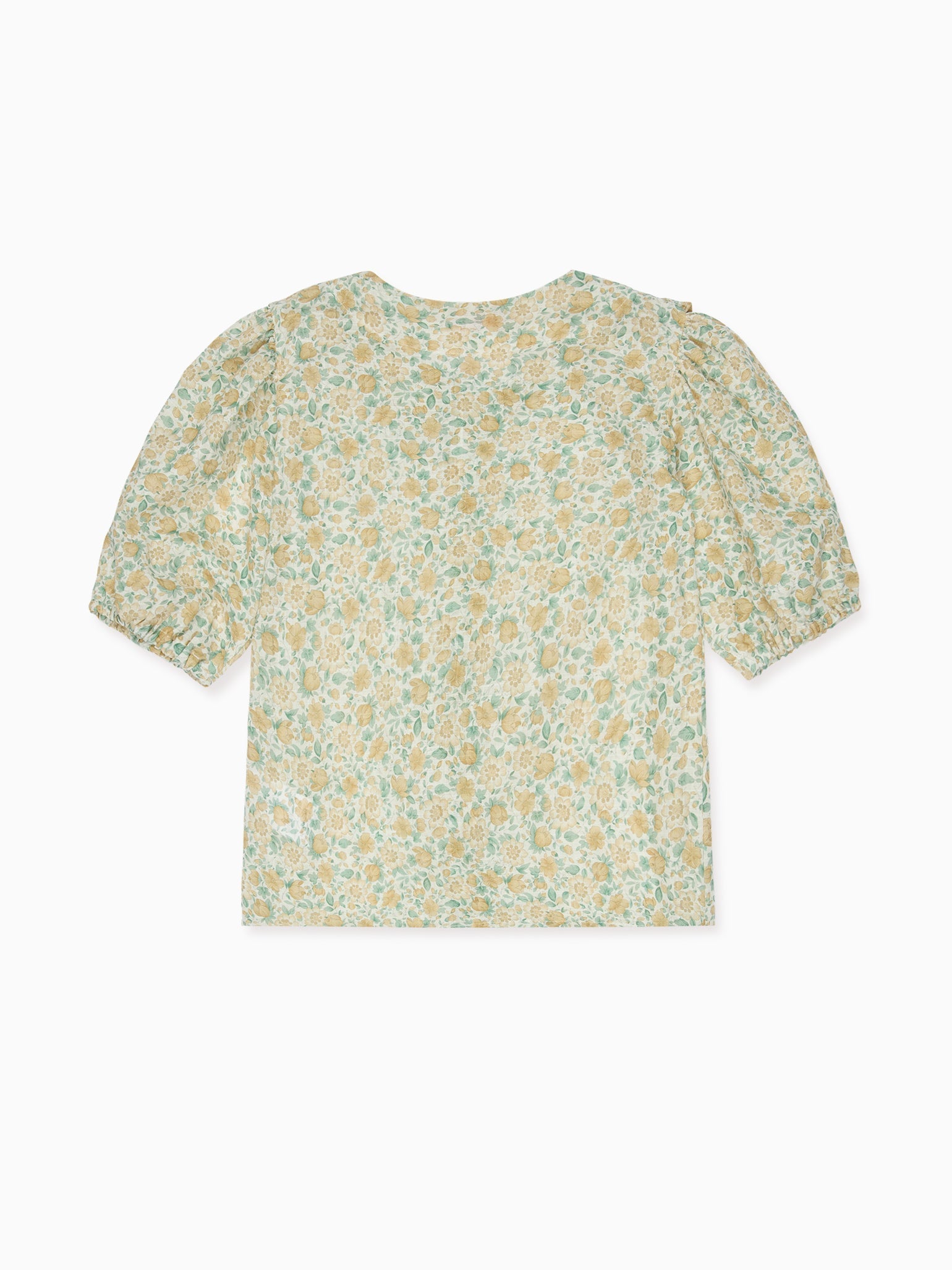 Chemise fille fleurie jaune
