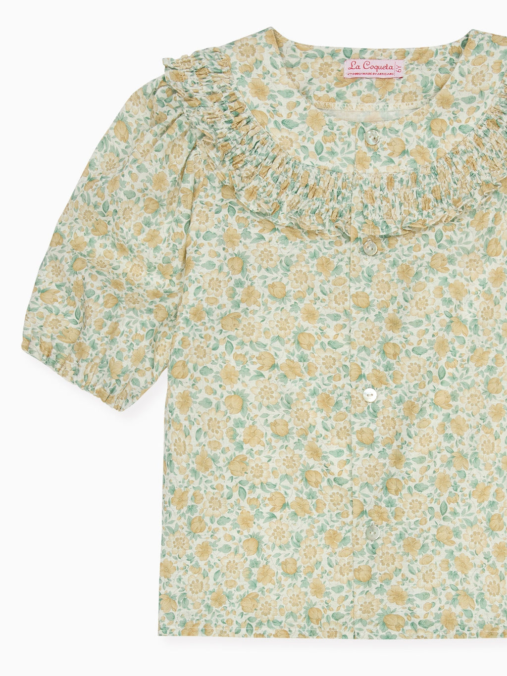 Chemise fille fleurie jaune