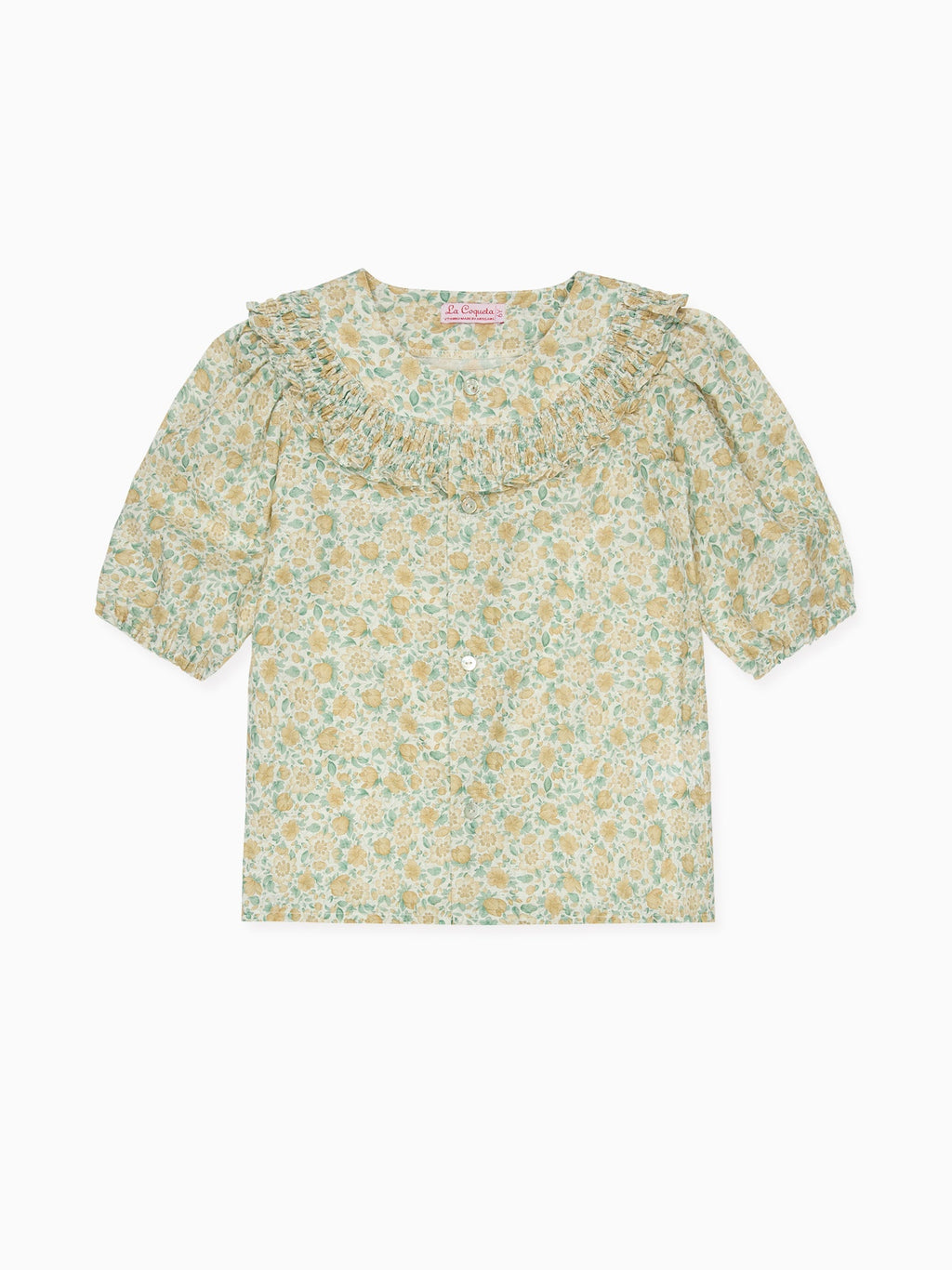 Chemise fille fleurie jaune
