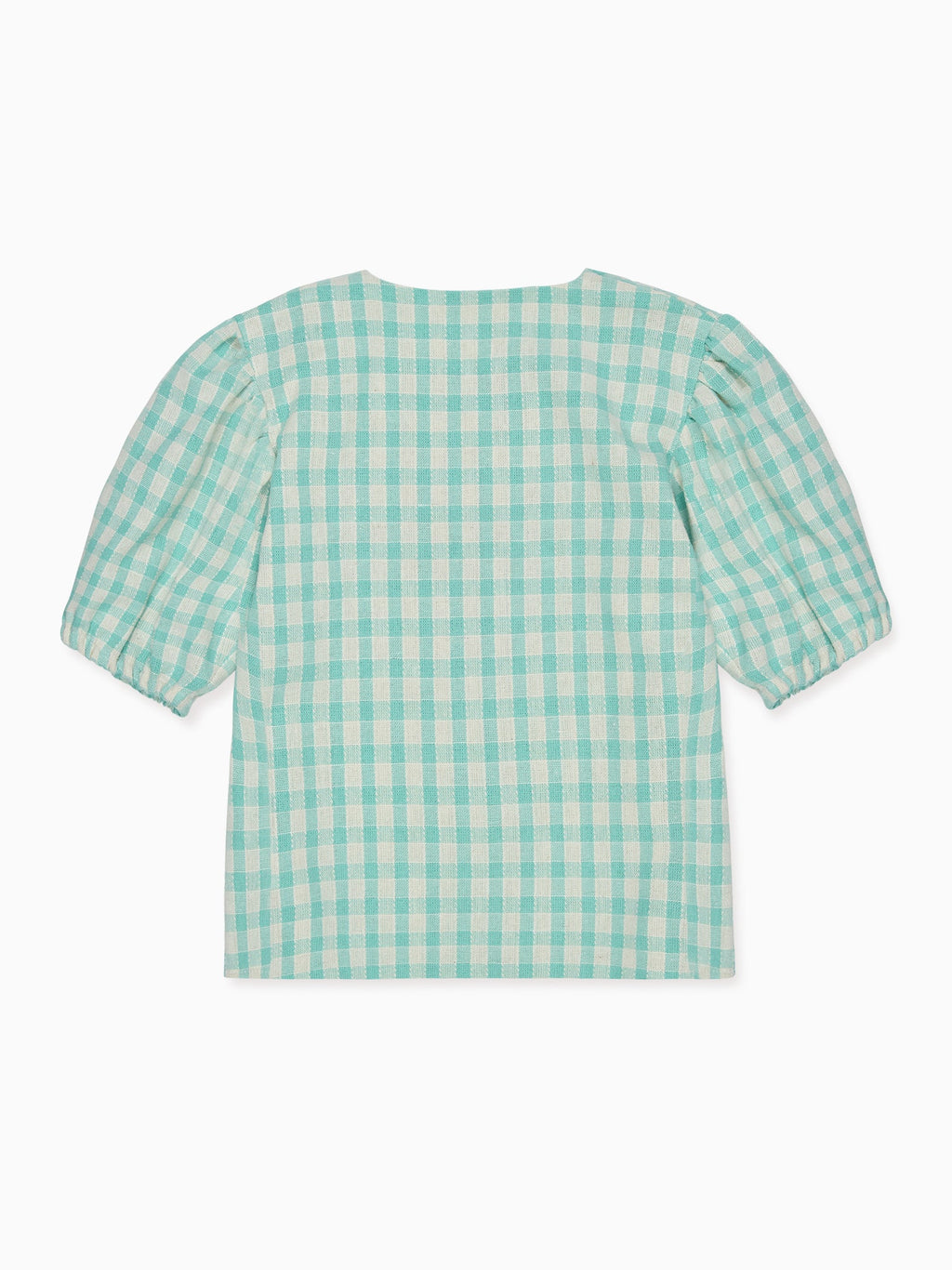 Chemise smockée à carreaux Vichy sauge pour fille
