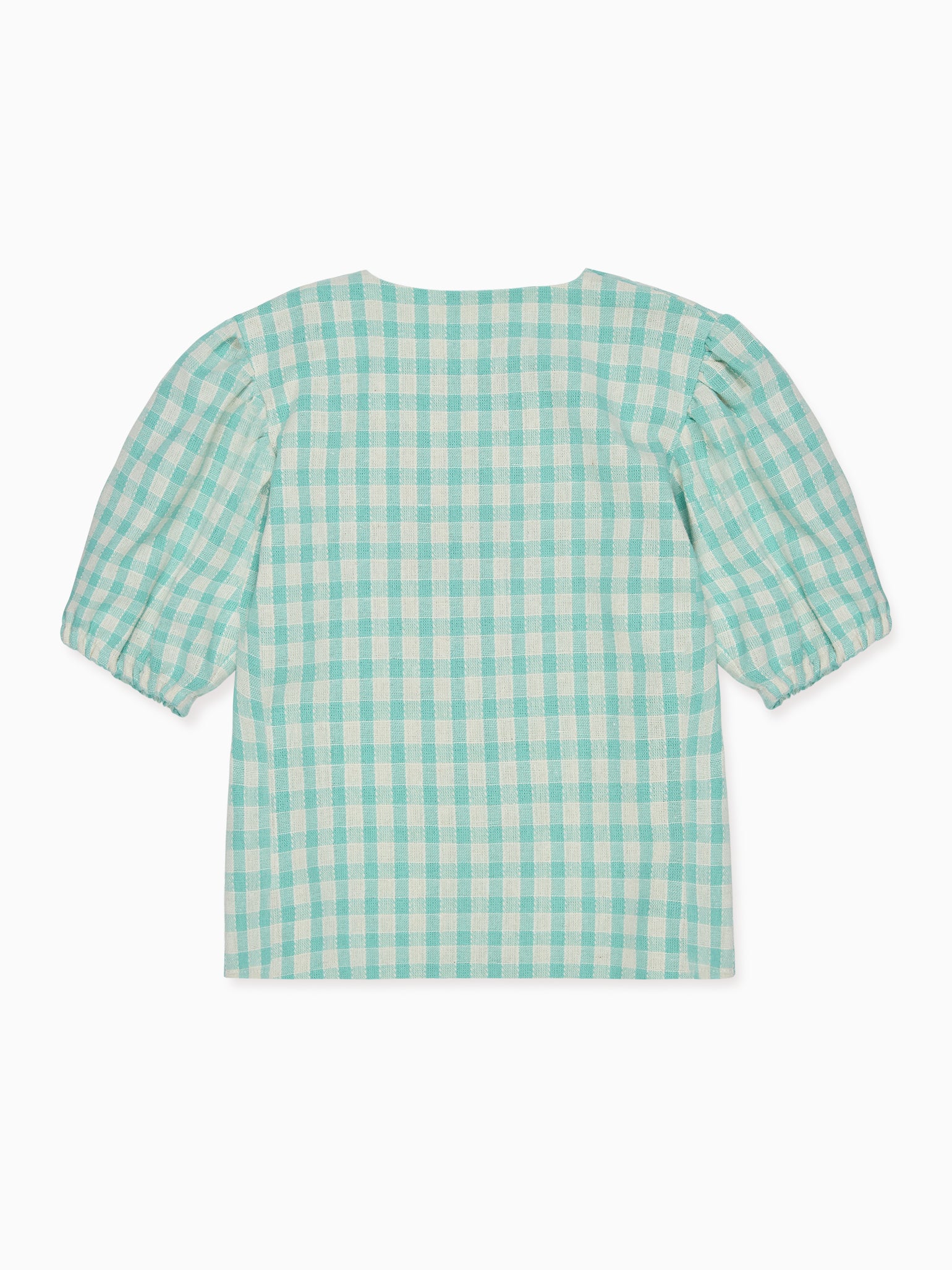 Chemise smockée à carreaux Vichy sauge pour fille