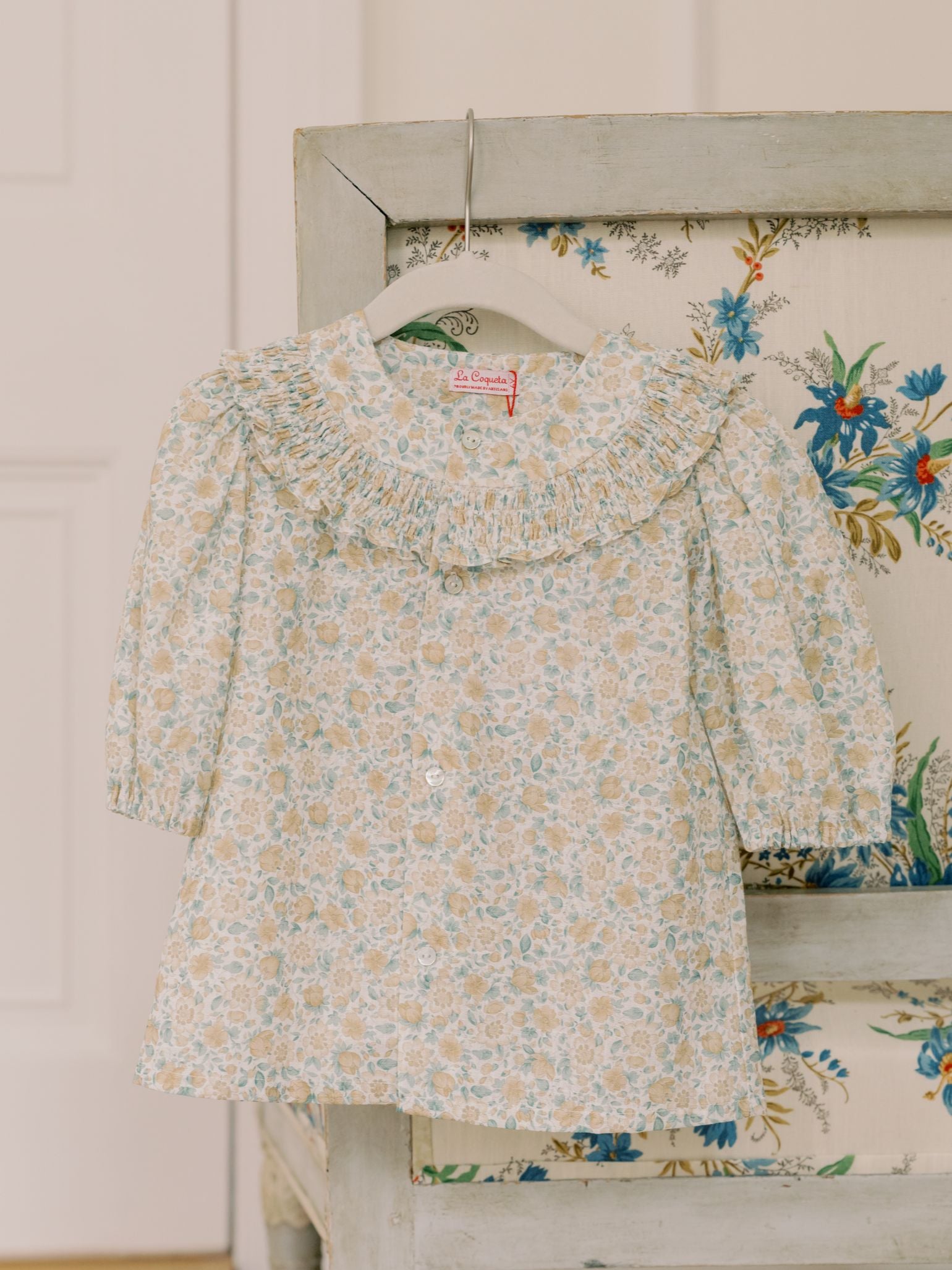 Chemise fille fleurie jaune